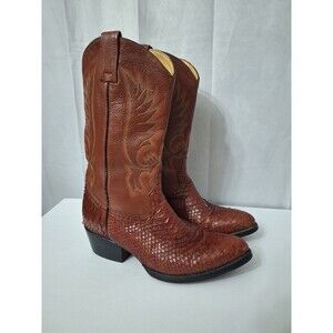 Vintage Snakeskin African Boots Sz 28.5 Sz 9 Made In Mexico Brown Leather Cowboy